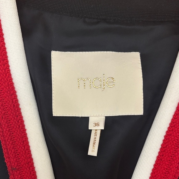 Maje Monochrome Cardigan with Red Trim - Picture 5 of 10